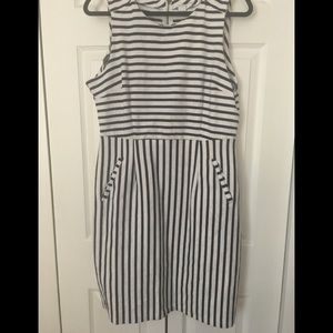 Navy and White Striped Ponte Shift Dress